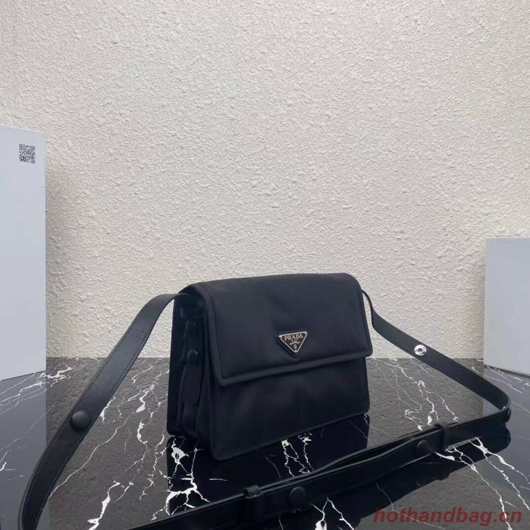 Prada Re-Nylon and nappa leather  shoulder bag 1BM313 black