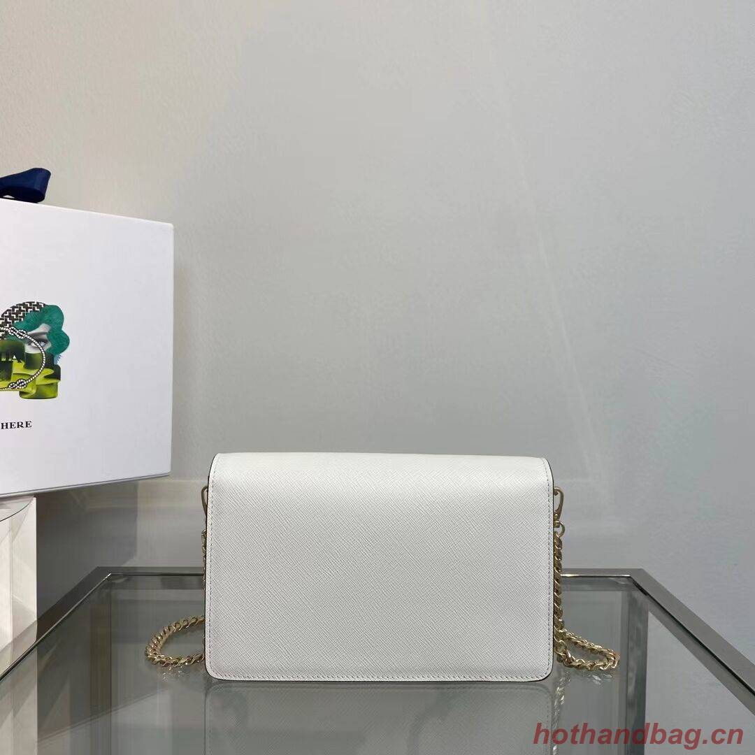 Prada Saffiano leather Identity shoulder bag 1BM318 white Prada Saffiano leather Identity shoulder bag 1BM318 white