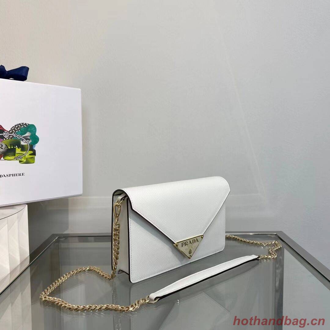 Prada Saffiano leather Identity shoulder bag 1BM318 white Prada Saffiano leather Identity shoulder bag 1BM318 white