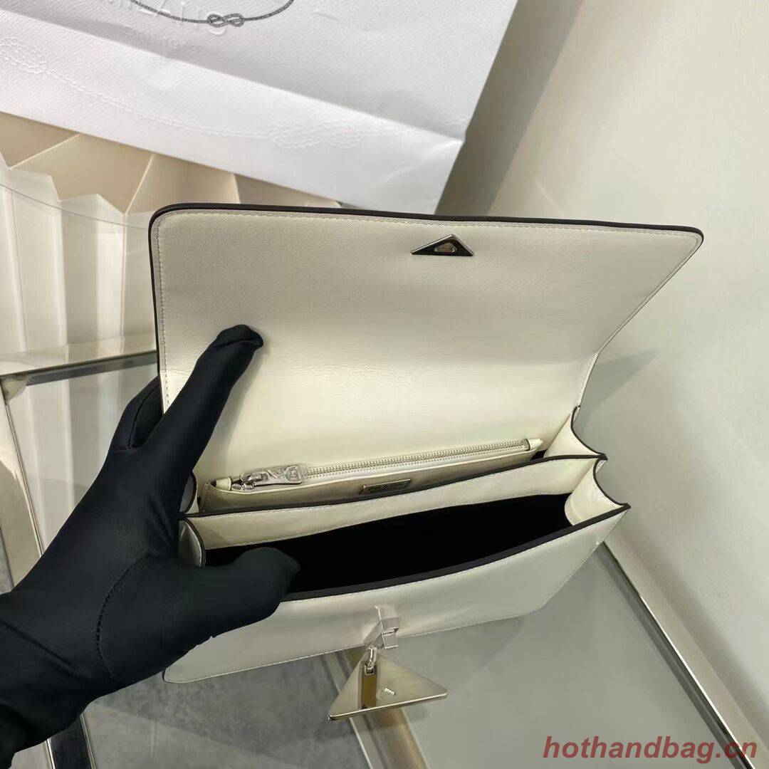 Prada Cleo brushed leather shoulder bag 1BN321 white Prada Cleo brushed leather shoulder bag 1BN321 white