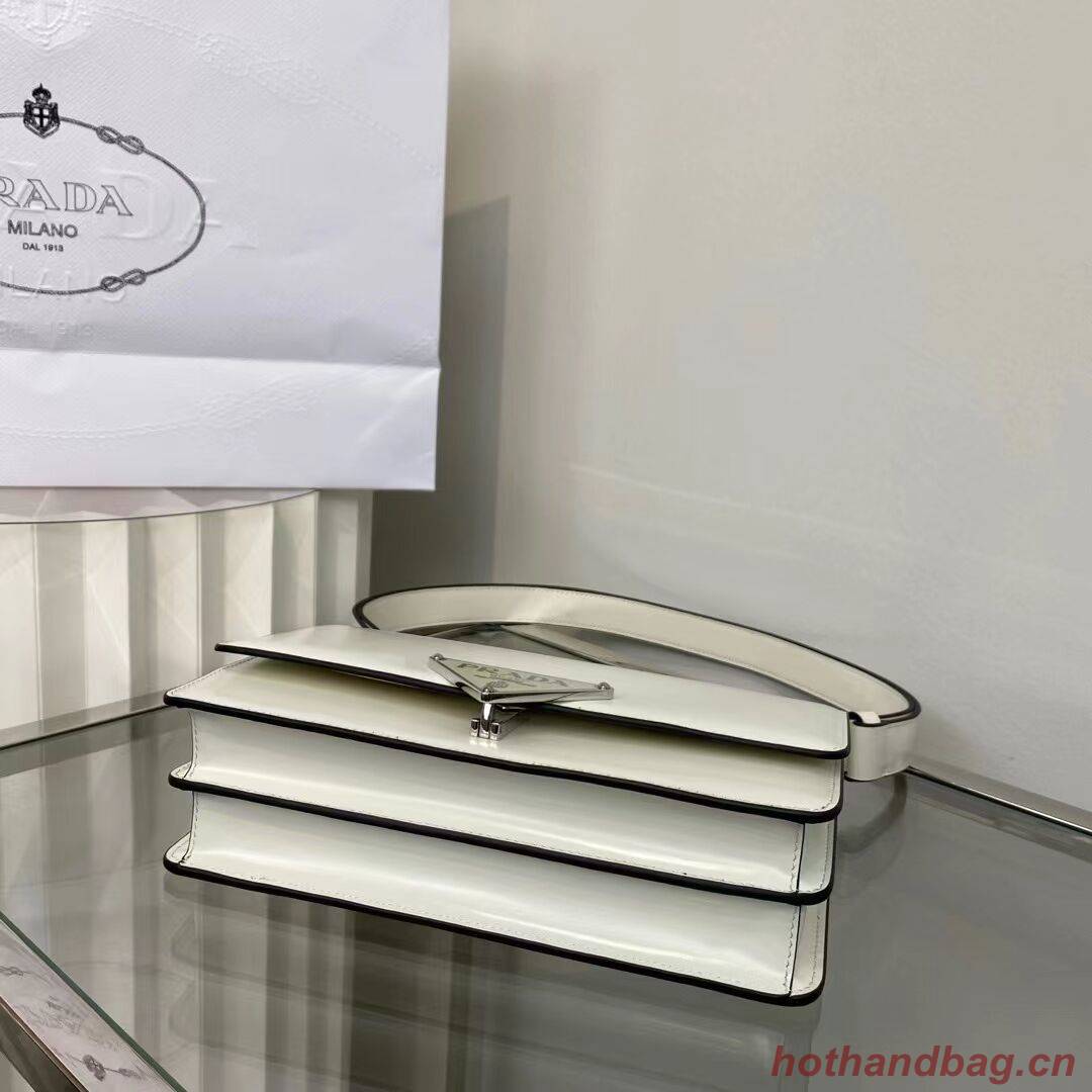 Prada Cleo brushed leather shoulder bag 1BN321 white Prada Cleo brushed leather shoulder bag 1BN321 white