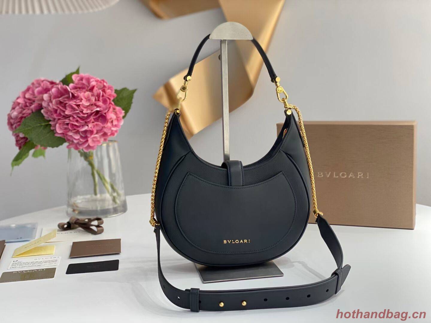 BVLGARI Shoulder Bag Calfskin Leather B281640 black BVLGARI Shoulder Bag Calfskin Leather B281640 black