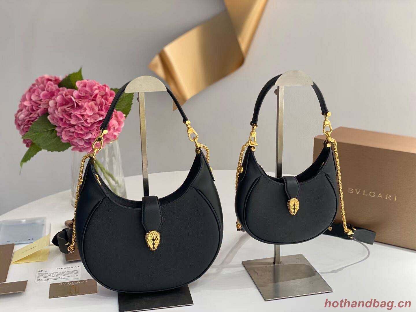 BVLGARI Shoulder Bag Calfskin Leather B281640 black BVLGARI Shoulder Bag Calfskin Leather B281640 black