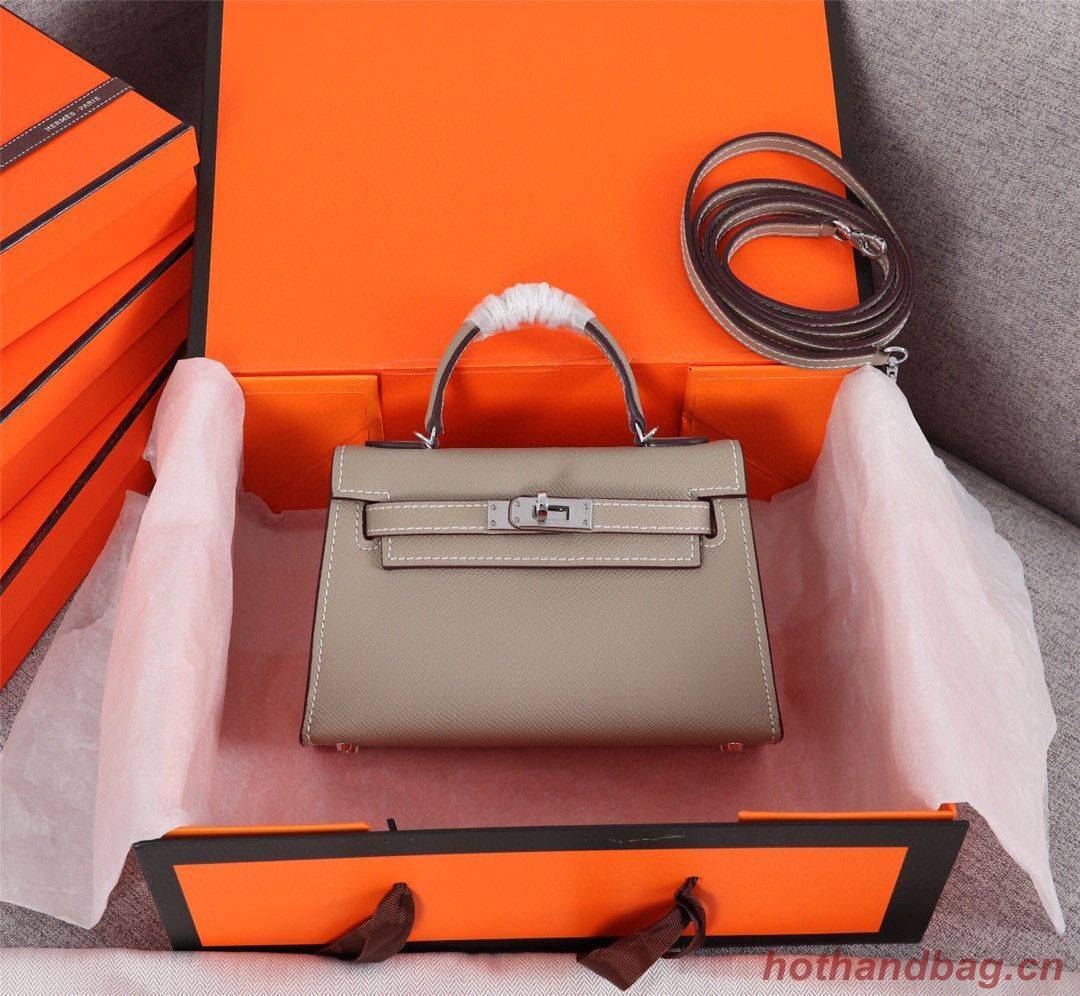 Hermes Kelly 20cm Tote Bag Original Epsom Leather KL20 Gray Hermes Kelly 20cm Tote Bag Original Epsom Leather KL20 Gray