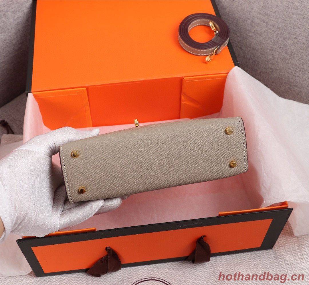 Hermes Kelly 20cm Tote Bag Original Epsom Leather KL20 Gray Hermes Kelly 20cm Tote Bag Original Epsom Leather KL20 Gray