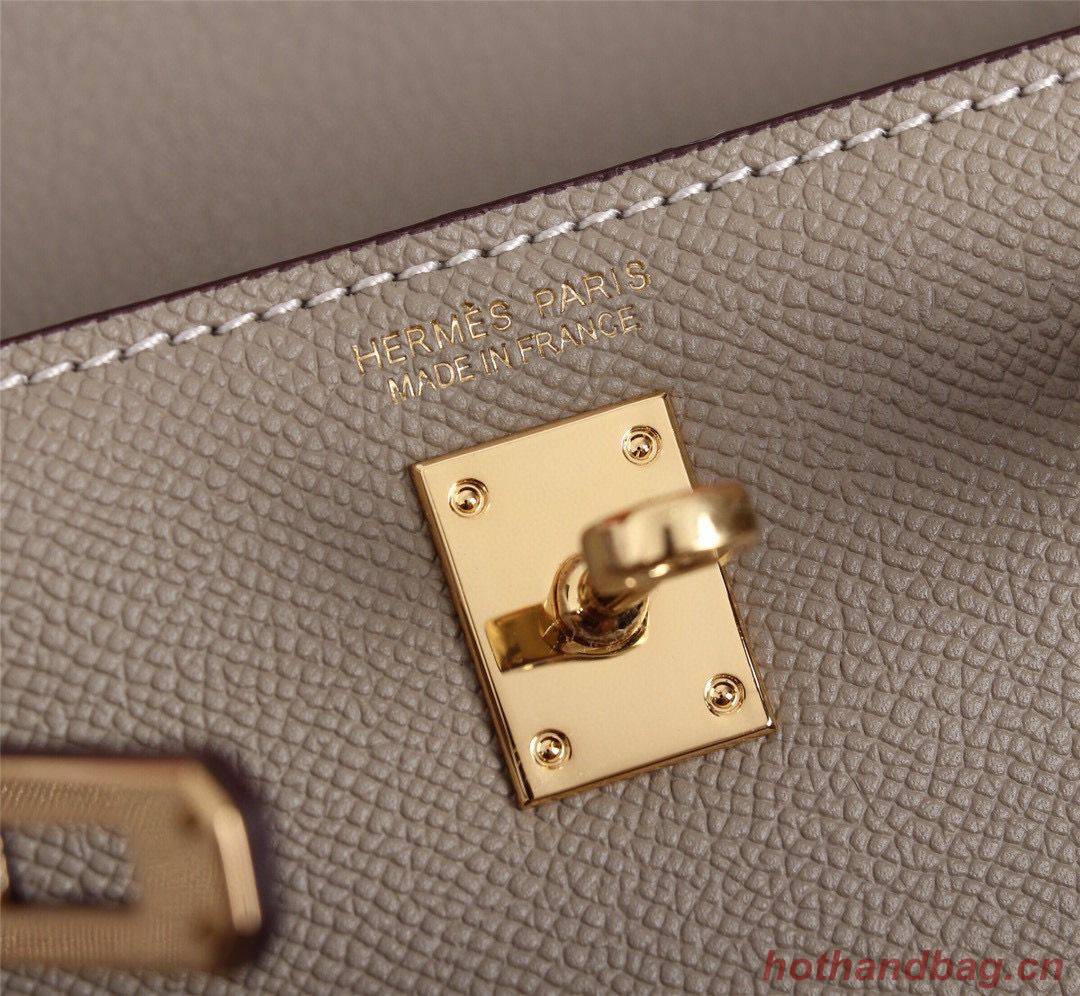 Hermes Kelly 20cm Tote Bag Original Epsom Leather KL20 Gray Hermes Kelly 20cm Tote Bag Original Epsom Leather KL20 Gray