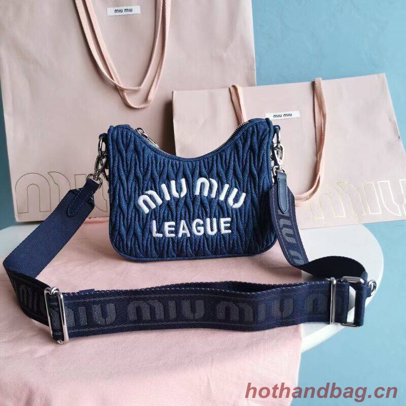 miu miu Matelasse Nappa Leather small Shoulder Bag 6HH212 blue