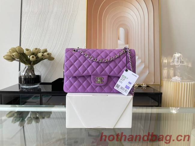 Chanel classic handbag Lambskin&silver Metal 01112 purple