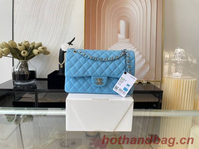 Chanel classic handbag Lambskin&silver Metal 01112 sky blue