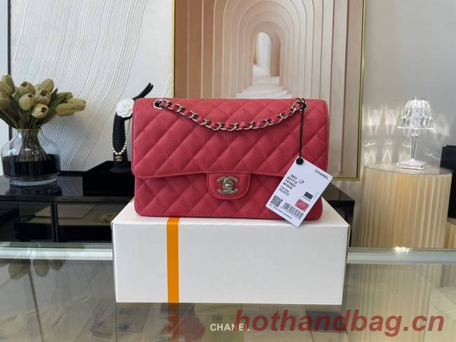 Chanel classic handbag Grained Calfskin&silver Metal 01112 red