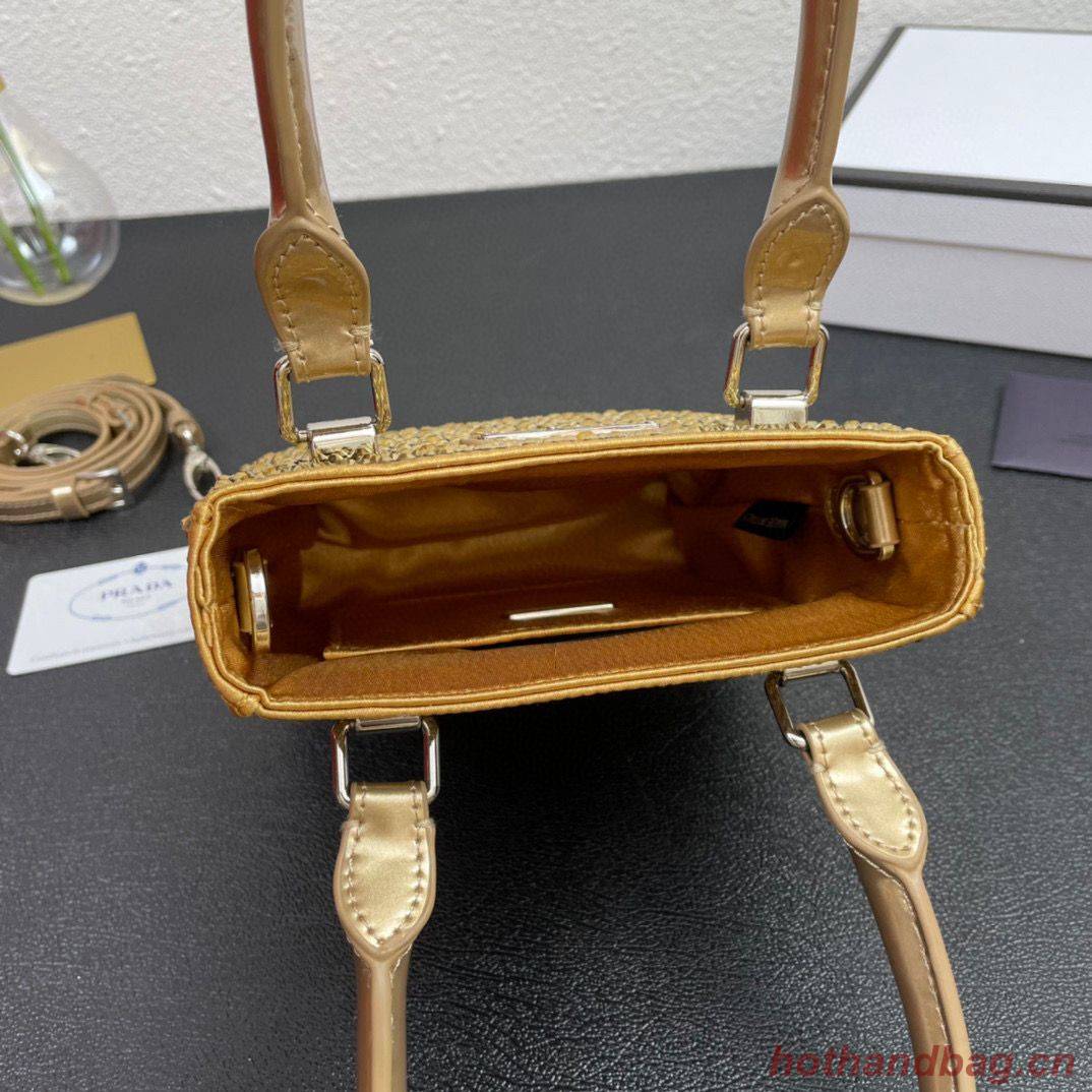 Prada leather small-bag with artificial crystals tote 1BC331 Gold Prada leather small-bag with artificial crystals tote 1BC331 Gold