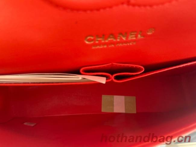 Chanel classic handbag Lambskin & gold Metal V01112 orange