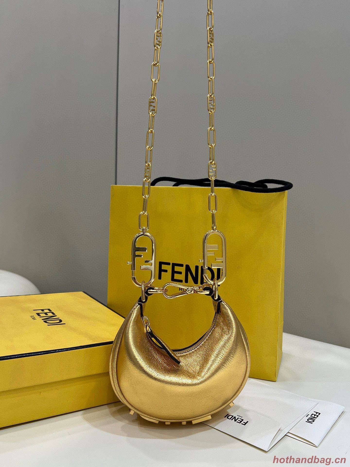 Fendi Praphy Original Leather Big FENDI Logo Mini Bag 80056S Gold Fendi Praphy Original Leather Big FENDI Logo Mini Bag 80056S Gold