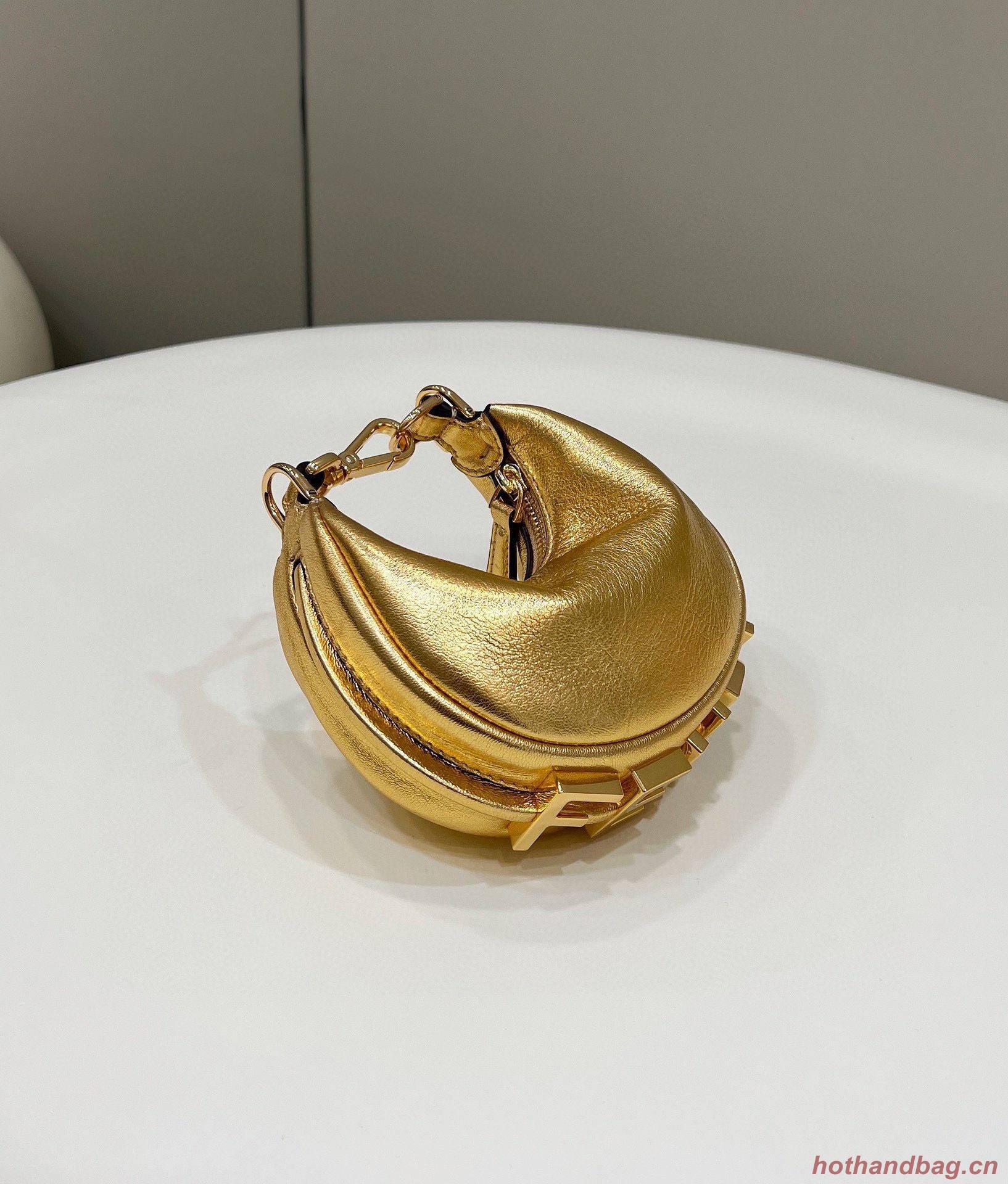 Fendi Praphy Original Leather Big FENDI Logo Mini Bag 80056S Gold Fendi Praphy Original Leather Big FENDI Logo Mini Bag 80056S Gold