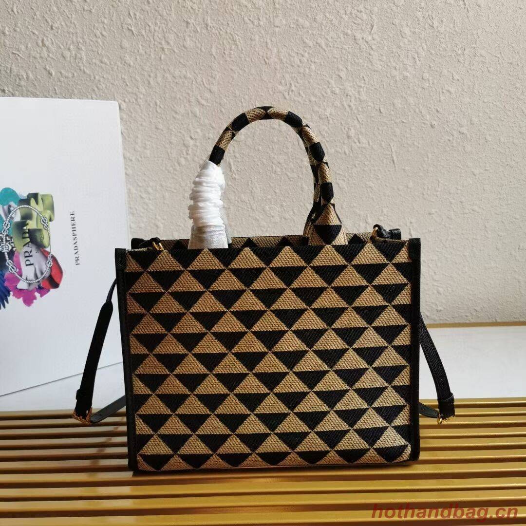 Small Prada Galleria jacquard fabric bag 1BA863 Black&Beige Small Prada Galleria jacquard fabric bag 1BA863 Black&Beige