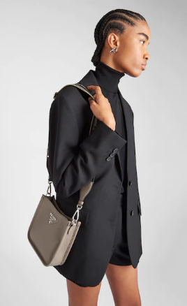 Prada Leather mini shoulder bag 1BH191 gray Prada Leather mini shoulder bag 1BH191 gray