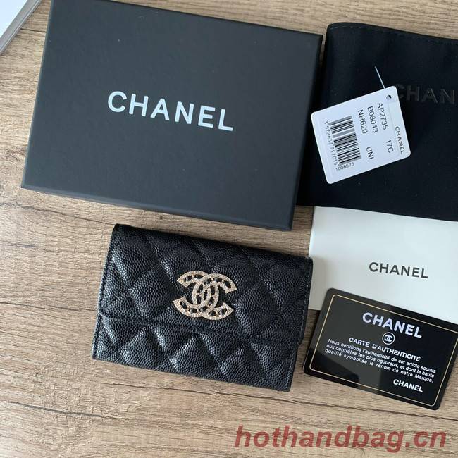 Chanel card holder Calfskin AP2735 black