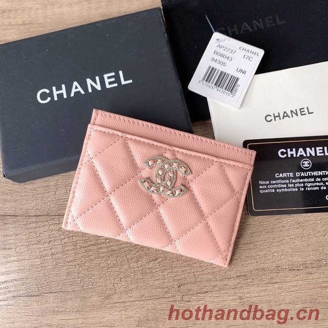Chanel card holder Calfskin AP2737 pink