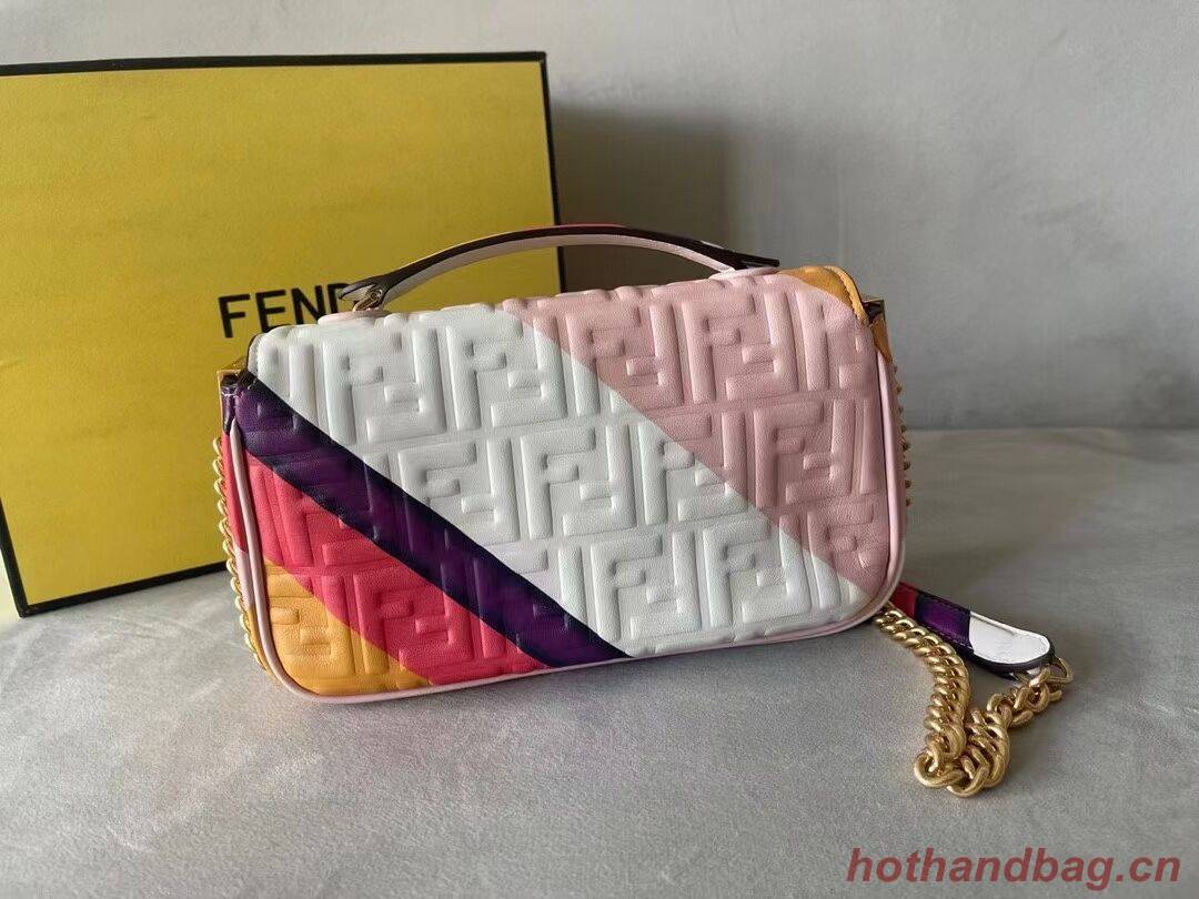 Fendi Baguette Chain Midi Leather bag with multicolor print 8BR6525 Fendi Baguette Chain Midi Leather bag with multicolor print 8BR6525