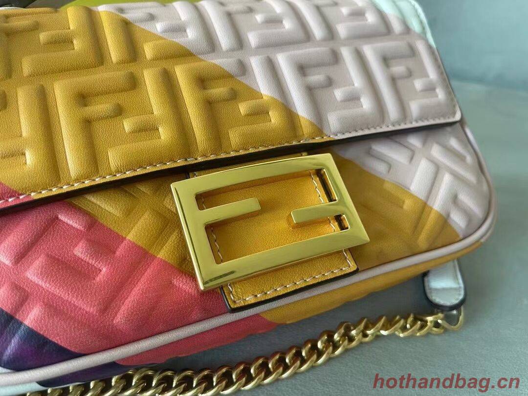 Fendi Baguette Chain Midi Leather bag with multicolor print 8BR6525 Fendi Baguette Chain Midi Leather bag with multicolor print 8BR6525