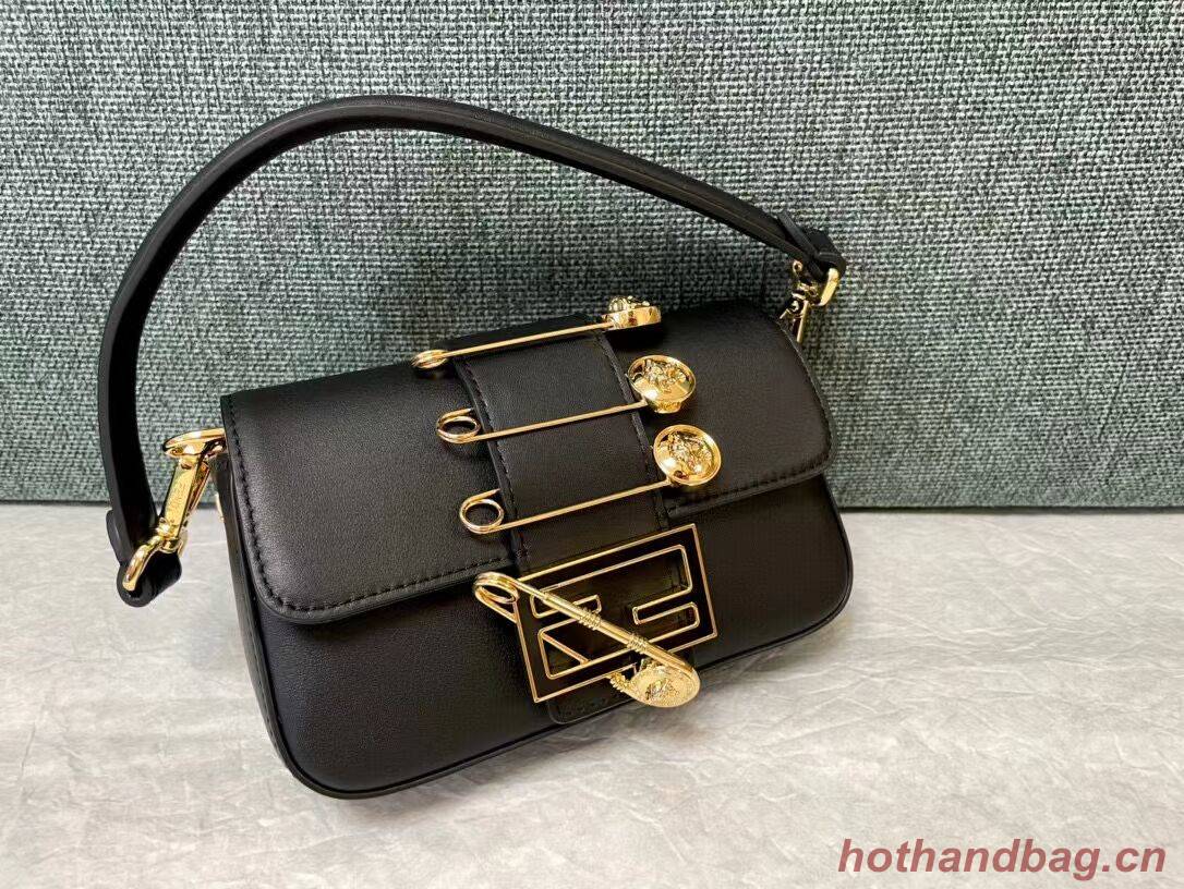 Fendi Brooch mini baguette Fendace leather bag 8BS066A black Fendi Brooch mini baguette Fendace leather bag 8BS066A black