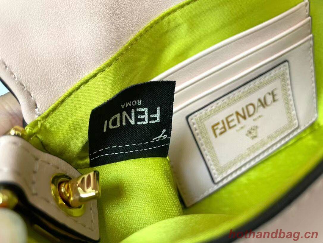 Fendi Brooch mini baguette Fendace leather bag 8BS066A pink Fendi Brooch mini baguette Fendace leather bag 8BS066A pink
