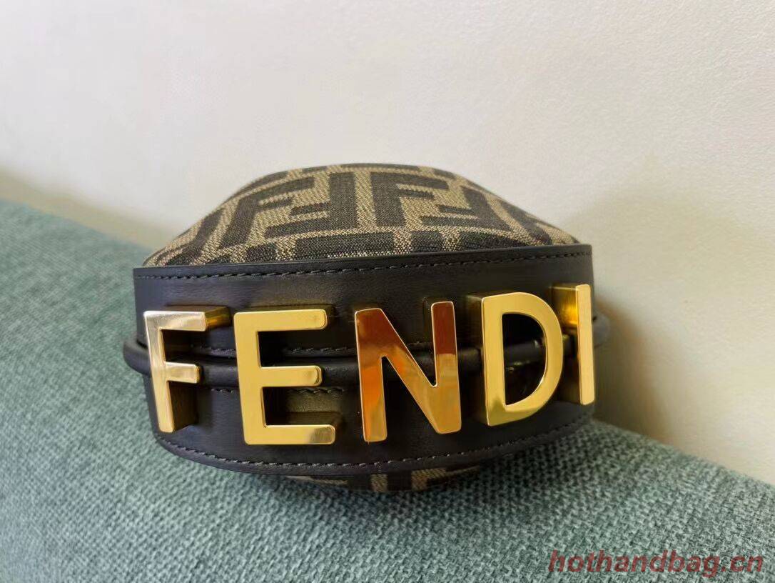 Fendi Nano Fendigraphy fabric bag charm 8BR5527 brown Fendi Nano Fendigraphy fabric bag charm 8BR5527 brown