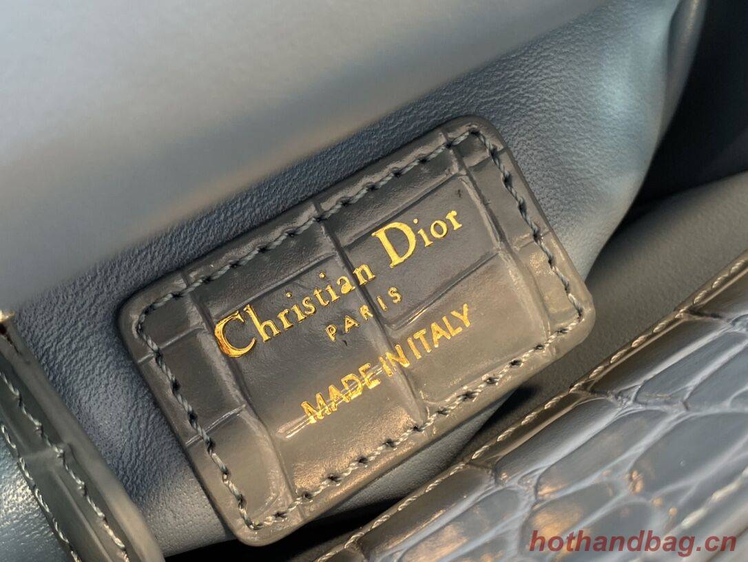 MINI LADY DIOR BAG Cannage crocodile Calfskin C0966 blue MINI LADY DIOR BAG Cannage crocodile Calfskin C0966 blue