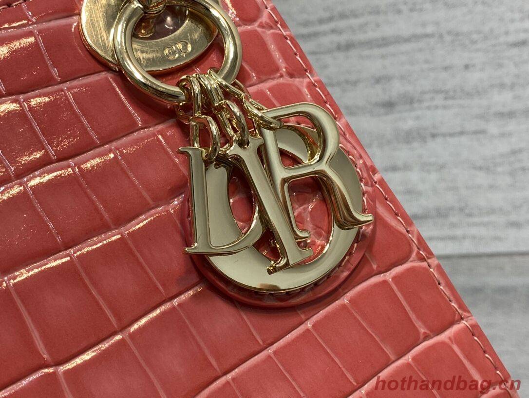 MINI LADY DIOR BAG Cannage crocodile Calfskin C0966 pink MINI LADY DIOR BAG Cannage crocodile Calfskin C0966 pink