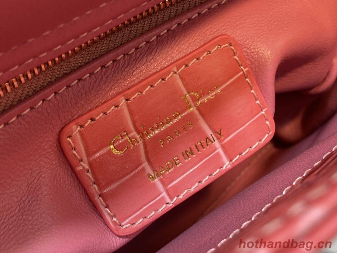MINI LADY DIOR BAG Cannage crocodile Calfskin C0966 pink MINI LADY DIOR BAG Cannage crocodile Calfskin C0966 pink
