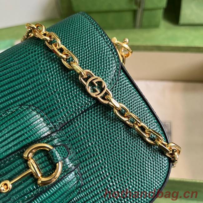 Gucci Horsebit 1955 lizard mini bag 675801 green