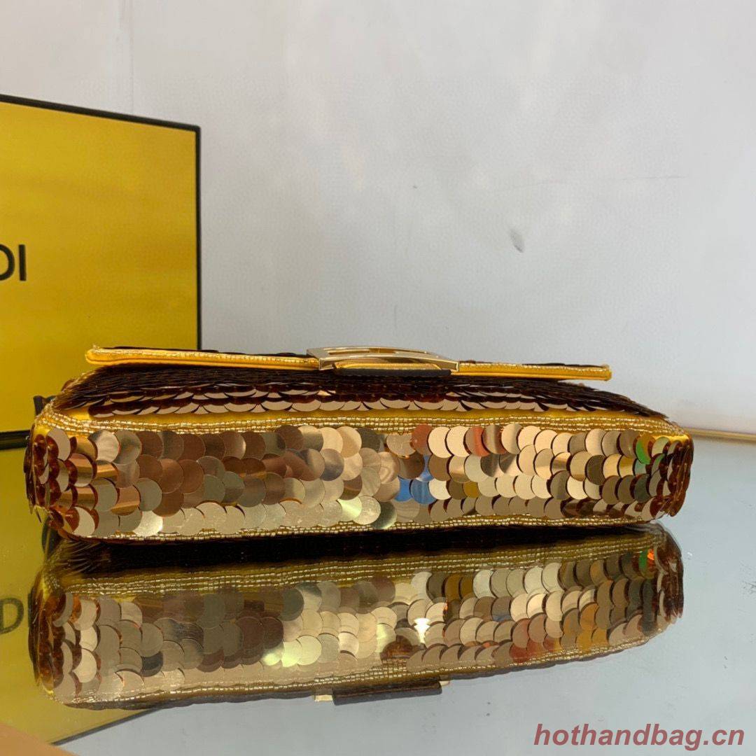 Fendi FF Baguette Gold Metal Sequin Embroidery Bag 2017 Gold Fendi FF Baguette Gold Metal Sequin Embroidery Bag 2017 Gold