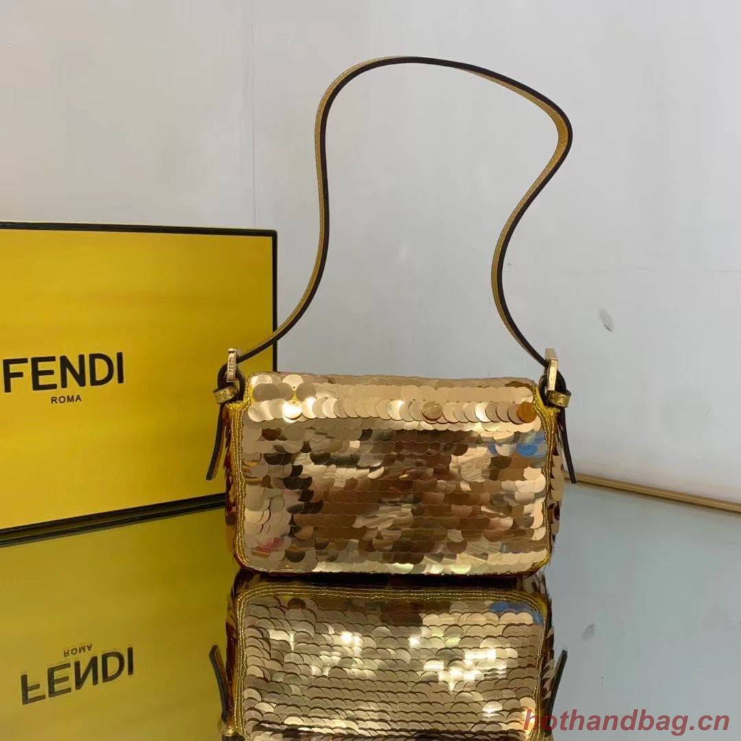 Fendi FF Baguette mini Gold Metal Sequin Embroidery Bag 2016 Gold Fendi FF Baguette mini Gold Metal Sequin Embroidery Bag 2016 Gold