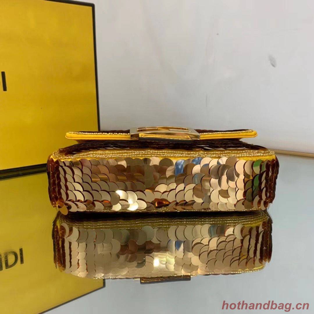 Fendi FF Baguette mini Gold Metal Sequin Embroidery Bag 2016 Gold Fendi FF Baguette mini Gold Metal Sequin Embroidery Bag 2016 Gold