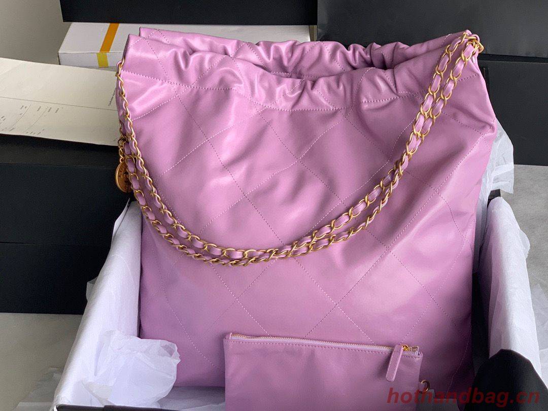 CHANEL 22 HANDBAG Shiny Calfskin & Gold-Tone Metal AS3262 Purple CHANEL 22 HANDBAG Shiny Calfskin & Gold-Tone Metal AS3262 Purple