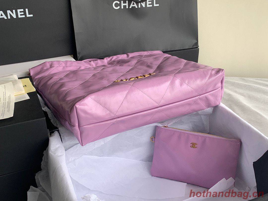CHANEL 22 HANDBAG Shiny Calfskin & Gold-Tone Metal AS3262 Purple CHANEL 22 HANDBAG Shiny Calfskin & Gold-Tone Metal AS3262 Purple