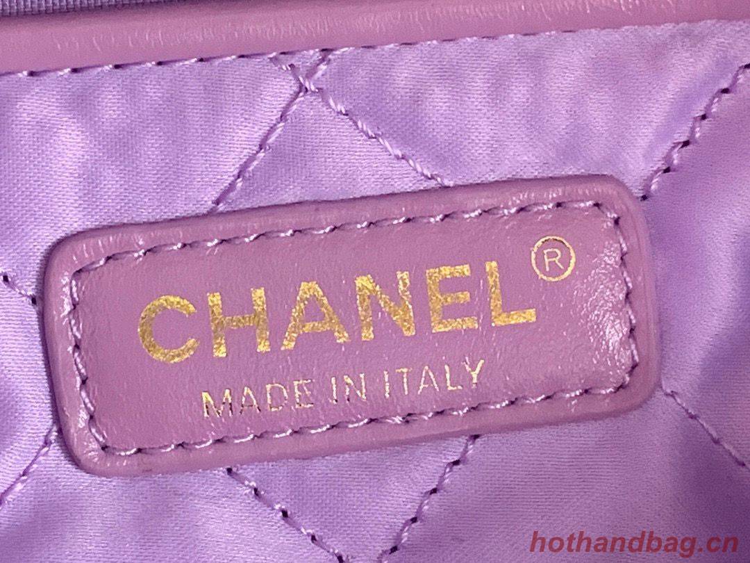 CHANEL 22 HANDBAG Shiny Calfskin & Gold-Tone Metal AS3262 Purple CHANEL 22 HANDBAG Shiny Calfskin & Gold-Tone Metal AS3262 Purple