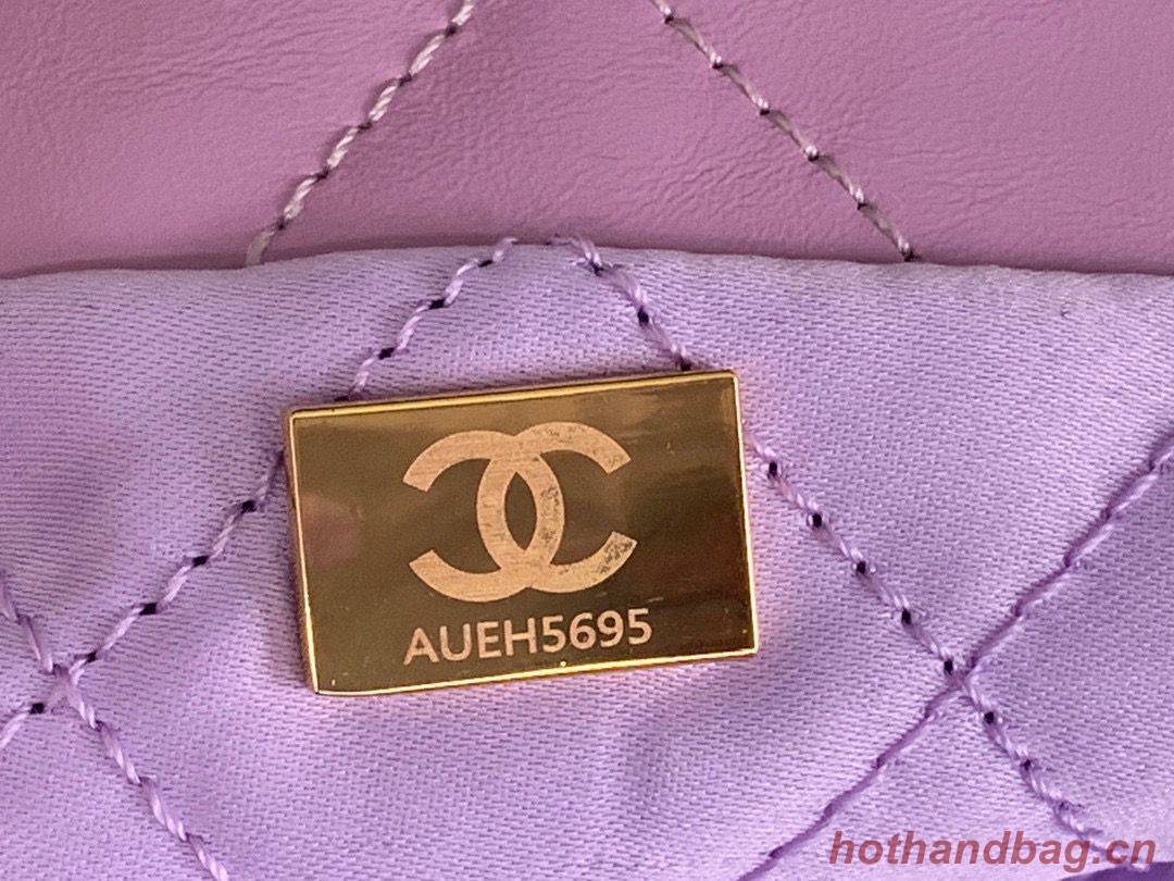 CHANEL 22 HANDBAG Shiny Calfskin & Gold-Tone Metal AS3262 Purple CHANEL 22 HANDBAG Shiny Calfskin & Gold-Tone Metal AS3262 Purple