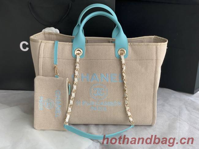 Chanel Canvas Tote Shopping Bag B66941 Beige&sky blue