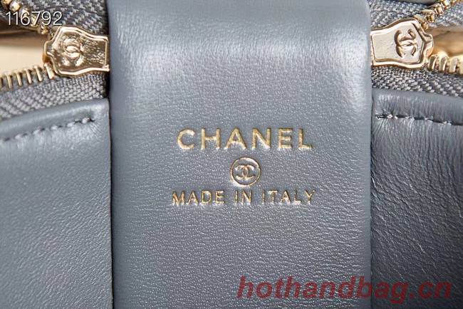 CHANEL VANITY WITH CHAIN Lambskin & Gold-Tone Metal AS2873 gray