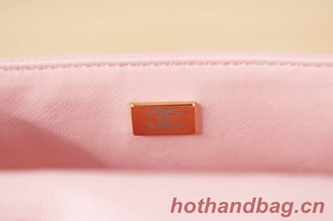 SMALL BOY CHANEL MESSENGER BAG Grained Calfskin & Gold-Tone Metal AS3350 pink