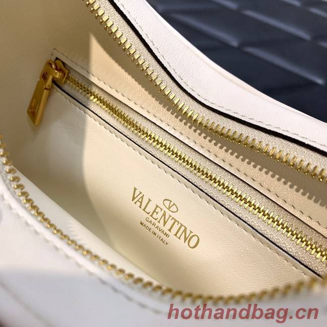 VALENTINO GARAVANI STUD SIGN Calf Leather Hobo bag 1W2B0K69 white