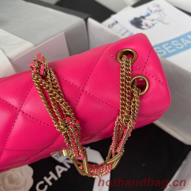 Chanel small FLAP BAG Lambskin & Gold-Tone Metal AS3386 pink