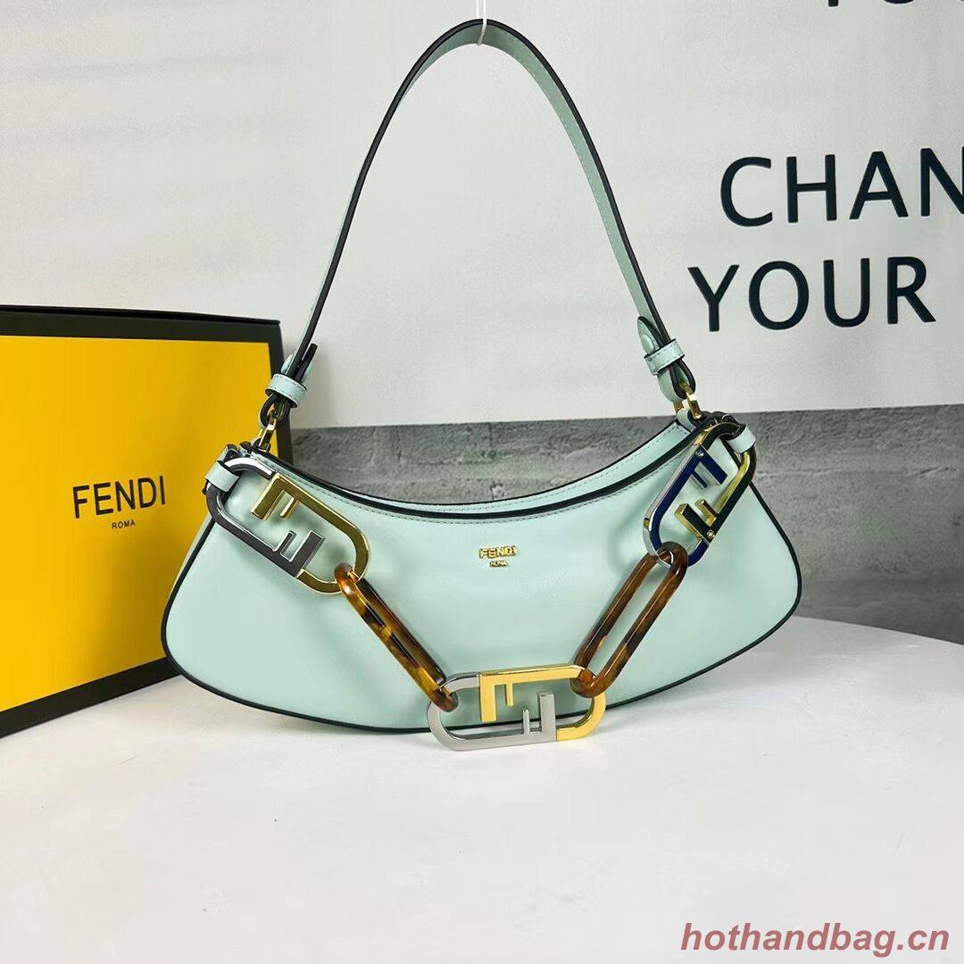 Fendi O Lock Swing Mint green leather pouch 8BS068A green Fendi O Lock Swing Mint green leather pouch 8BS068A green