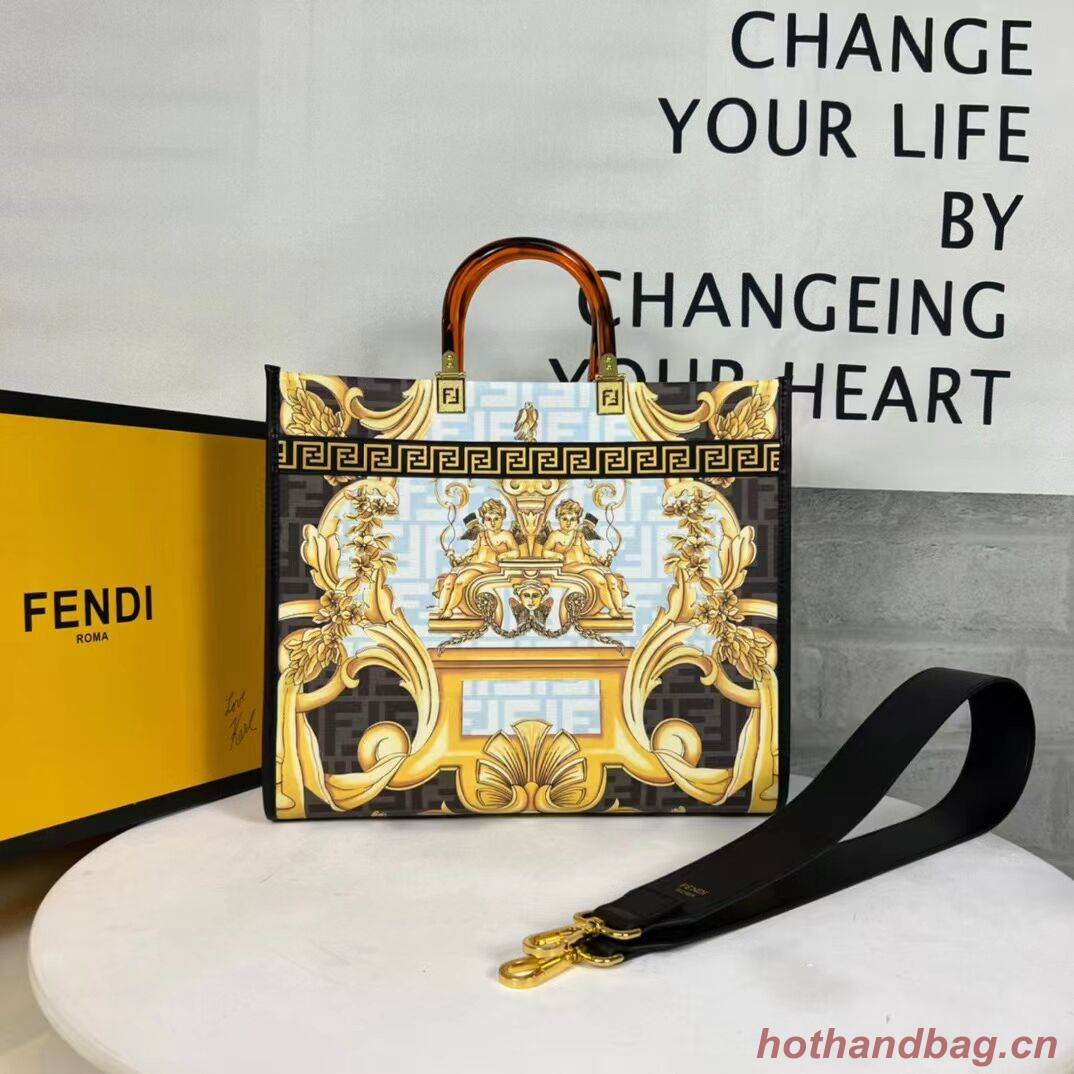 Fendi Sunshine Medium Fendace Printed white leather shopper 8BH386A-2 Fendi Sunshine Medium Fendace Printed white leather shopper 8BH386A-2