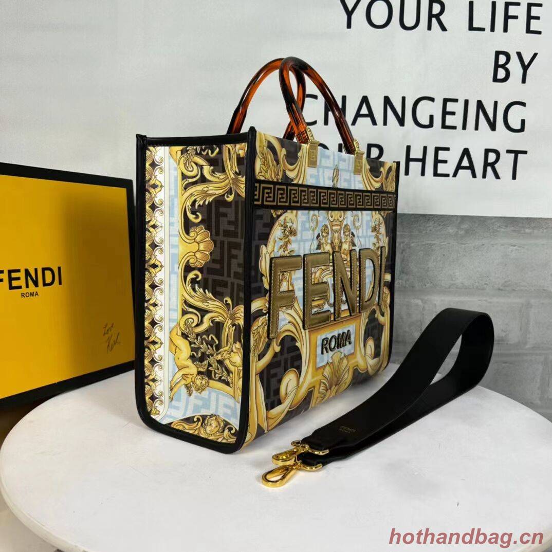 Fendi Sunshine Medium Fendace Printed white leather shopper 8BH386A-2 Fendi Sunshine Medium Fendace Printed white leather shopper 8BH386A-2