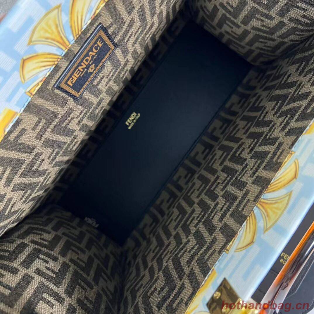 Fendi Sunshine Medium Fendace Printed white leather shopper 8BH386A-2 Fendi Sunshine Medium Fendace Printed white leather shopper 8BH386A-2