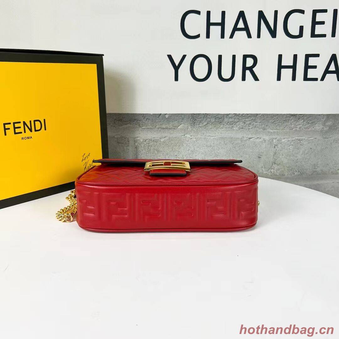 Fendi Baguette nappa leather bag F0881 red Fendi Baguette nappa leather bag F0881 red