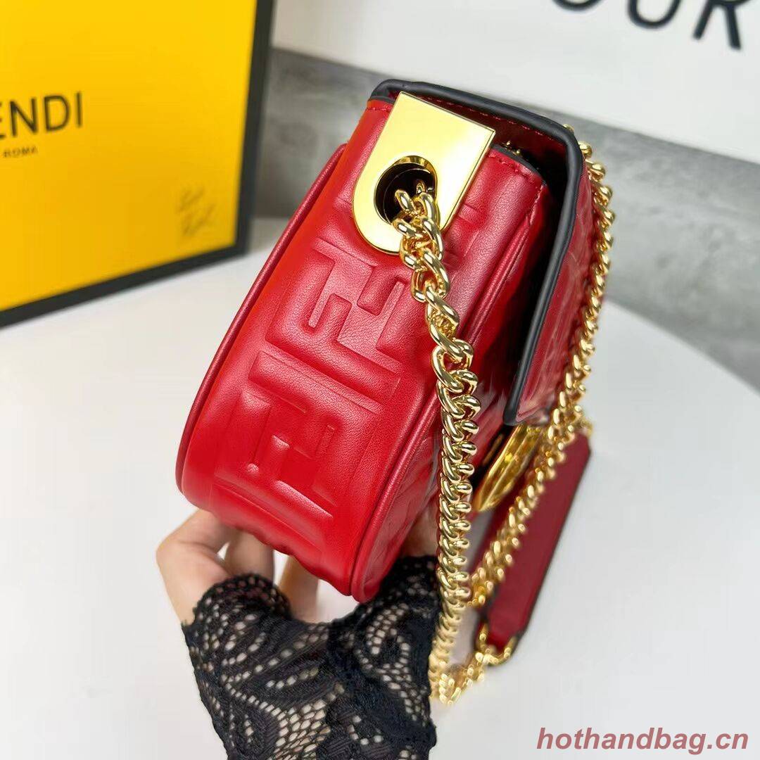 Fendi Baguette nappa leather bag F0881 red Fendi Baguette nappa leather bag F0881 red