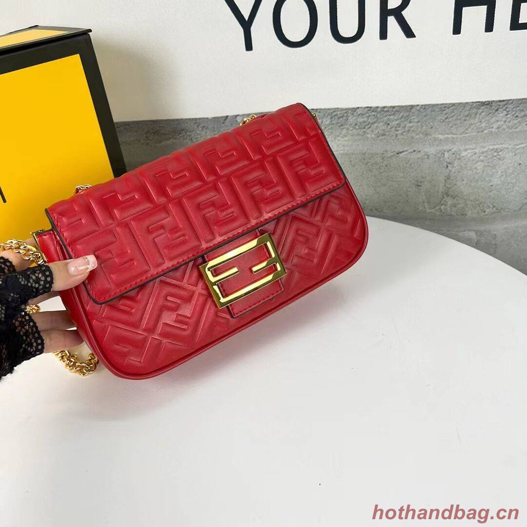 Fendi Baguette nappa leather bag F0881 red Fendi Baguette nappa leather bag F0881 red